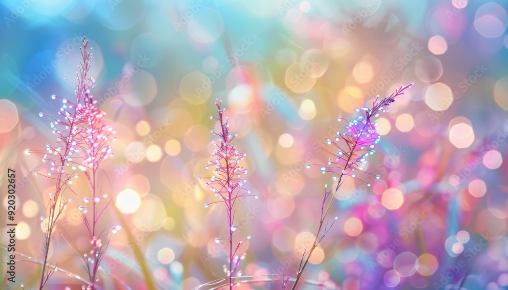 Dew-kissed grasses shimmer in soft morning light at a vibrant meadow Dew-kissed grasses shimmer in soft morning light at a vibrant meadow