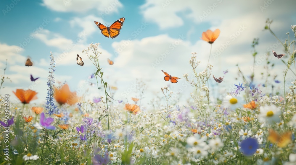 Butterflies in a Field of Flowers Butterflies in a Field of Flowers