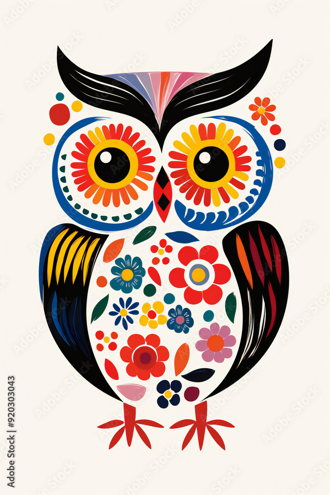 Naklejka premium Owl head White background stickers Flat Design Illustration