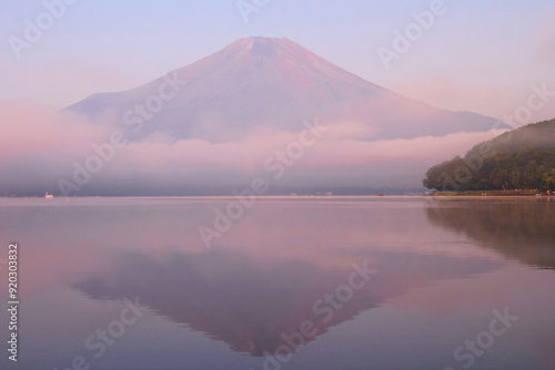 山中湖村 山中湖と夏富士