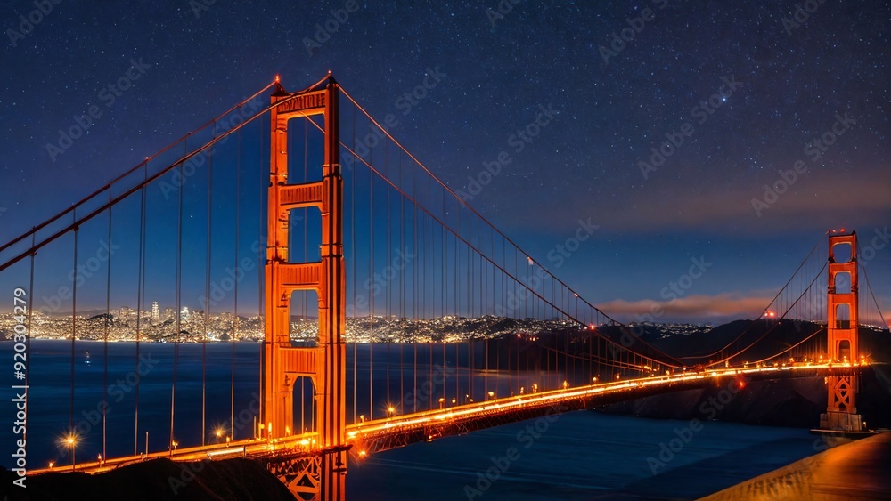 Fototapeta premium Golden Gate Bridge at night, San Francisco, California, USA.
