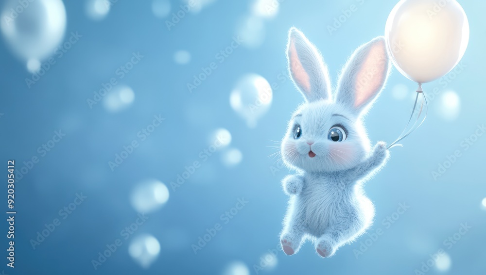 Adorable Bunny with a Balloon Adorable Bunny with a Balloon