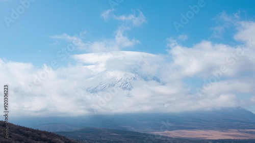 Mt. Fuji with Lenticular Clouds Captured from the Mikuni Pass (Timelapse | ZOOM IN) photo