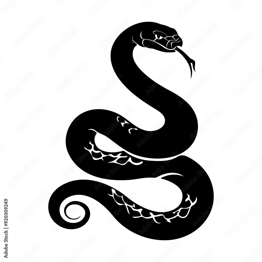 Obraz premium Snake black silhouette illustration on white background
