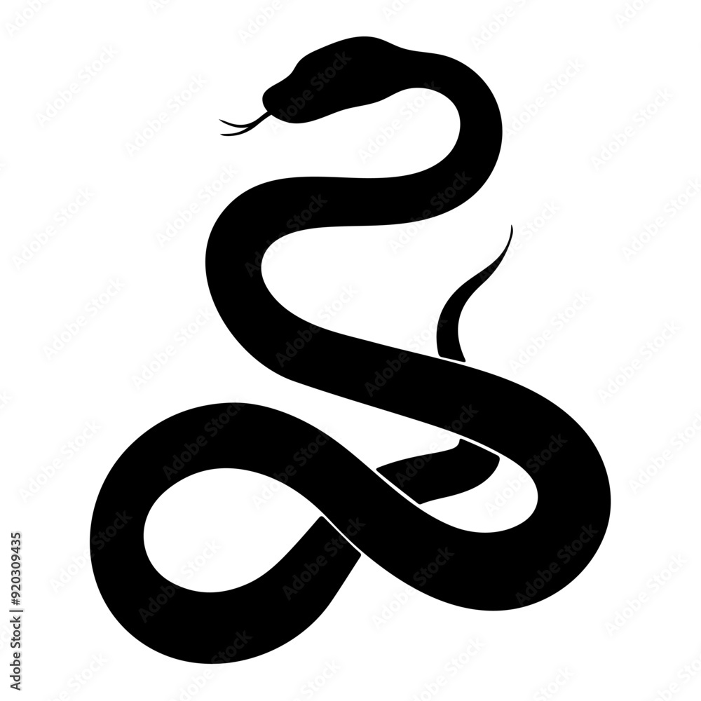 Fototapeta premium Snake silhouette. Vector illustration isolated on white background