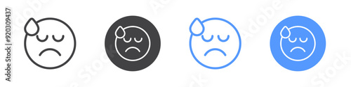 Tired Social media emoji icon Logo symbol outline set