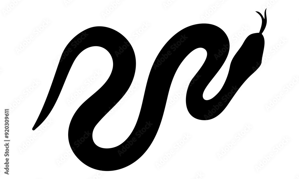 Snake silhouette illustration on white background Snake silhouette illustration on white background