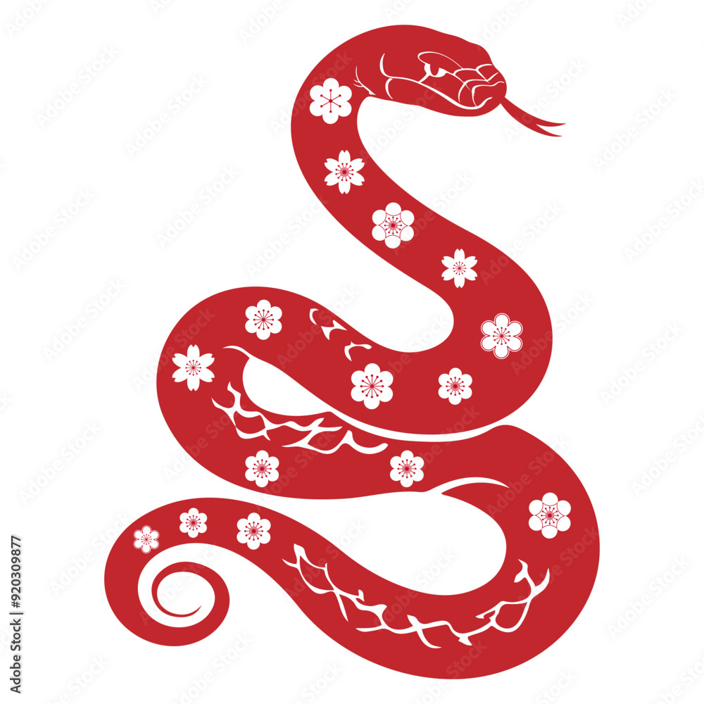 Year of the Snake. Symbol of snake with floral design Year of the Snake. Symbol of snake with floral design