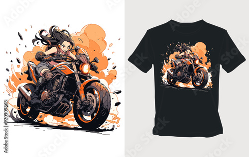 Anime Girl Riding a Motorcycle