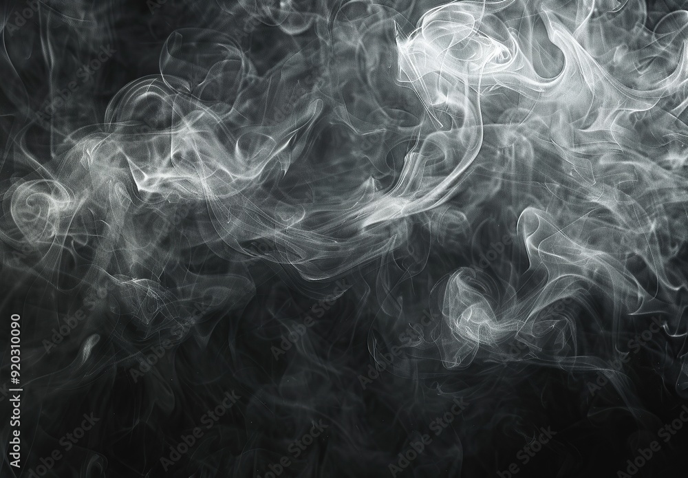 Obraz premium Abstract white smoke pattern on black background
