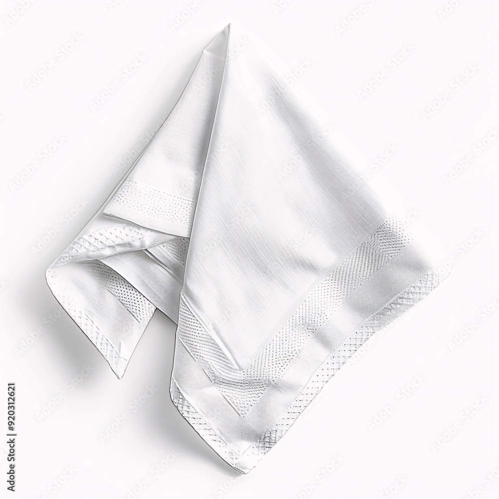 Elegant White Napkin Folded Neatly on Isolated Background Elegant White Napkin Folded Neatly on Isolated Background