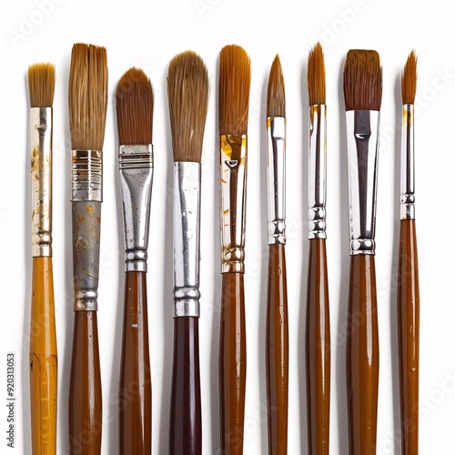 Vibrant Artist's Paintbrushes Set on White Background