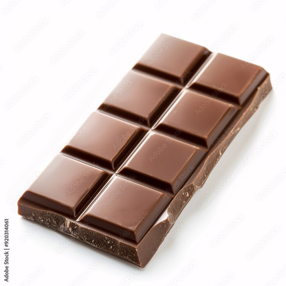 Tempting Chocolate Bar on White Background - Decadent Sweet Treat with Smooth Surface for Food Photography and Packaging Design Tempting Chocolate Bar on White Background - Decadent Sweet Treat with Smooth Surface for Food Photography and Packaging Design