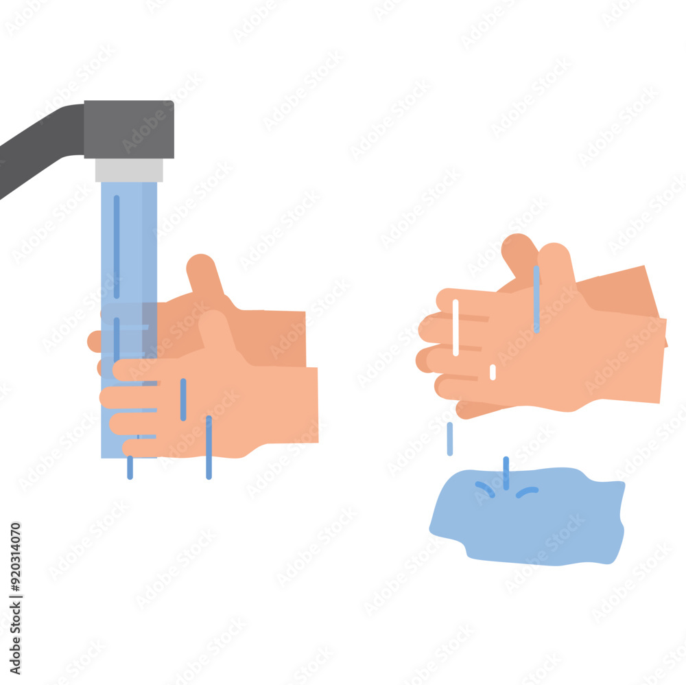 Washing hands with running water or under the tap vector illustration Washing hands with running water or under the tap vector illustration
