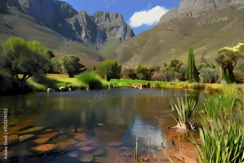 Beautiful Jonkershoek nature reserve Generative AI photo