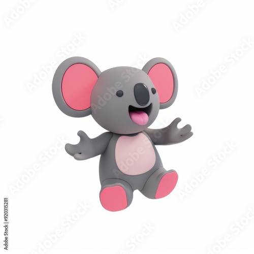 Koala in 3D style on a white background 