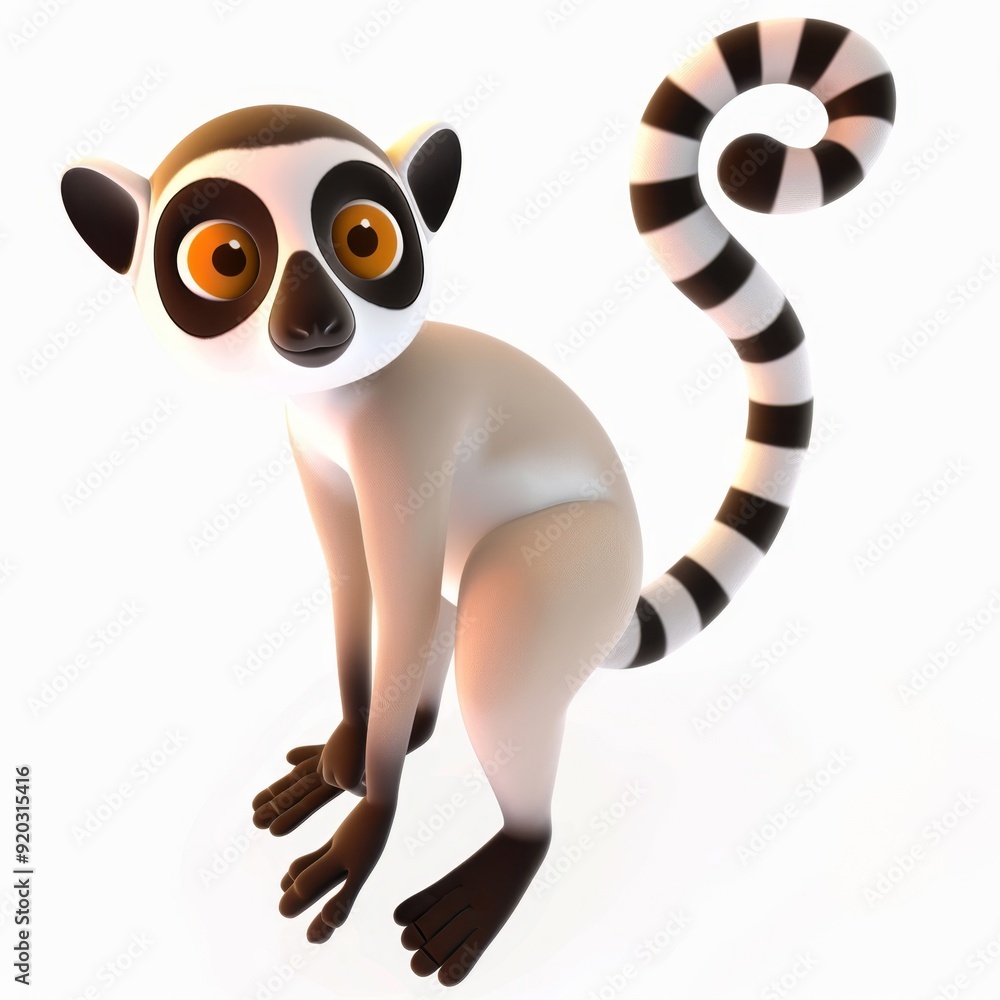 Obraz premium Lemur character in 3D style on a white background 