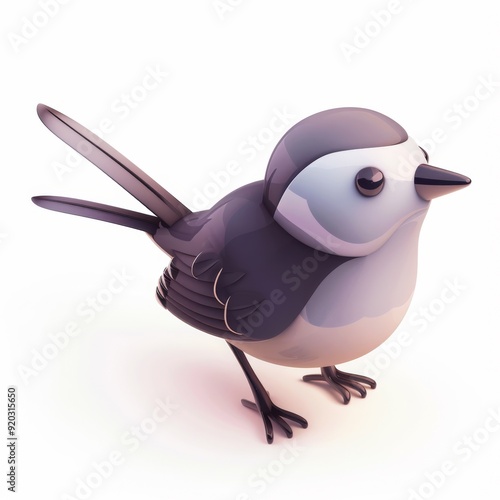 mockingbird character in 3D style on a white background
 photo