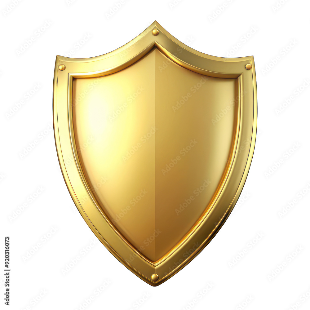 A blank gold shield isolated on transparent background A blank gold shield isolated on transparent background