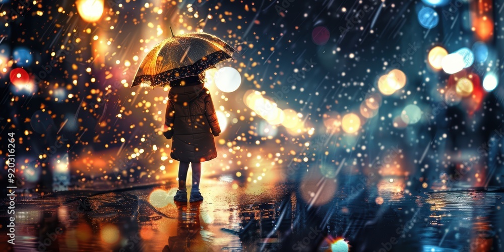 Little Girl Walking in the Rain Little Girl Walking in the Rain