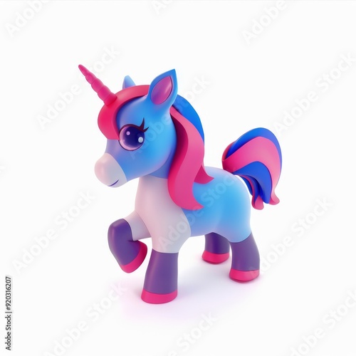 Unicorn character in 3D style on a white background 