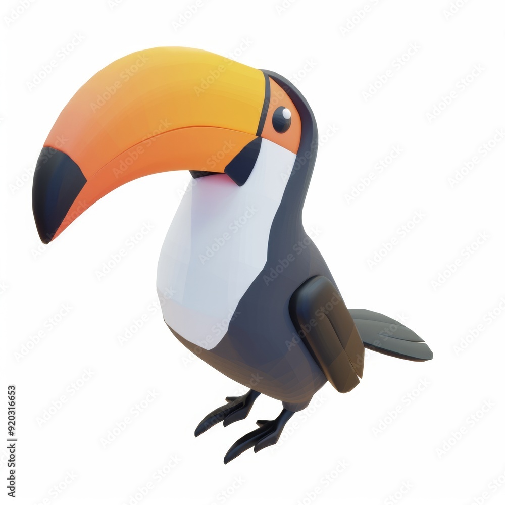 Naklejka premium toucan character in 3D style on a white background 