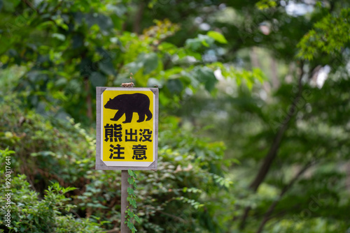 熊との遭遇を注意する標識