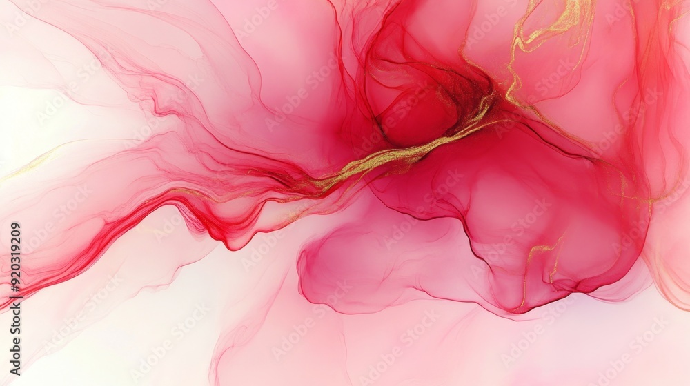 Abstract pink and gold alcohol ink painting with flowing lines. Abstract pink and gold alcohol ink painting with flowing lines.
