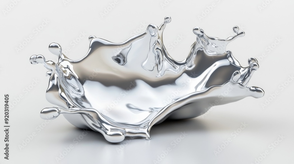 Abstract silver liquid splash on a white background. Abstract silver liquid splash on a white background.