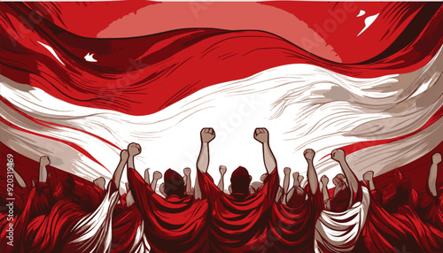 background illustration about indonesian national heroes day, red and white colors, red and white flag