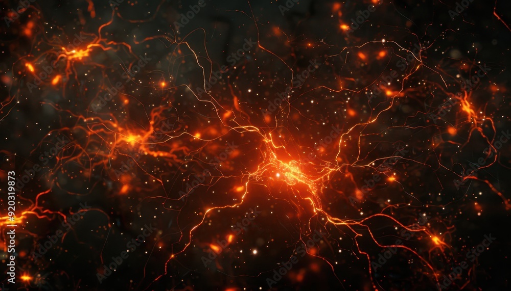 Abstract depiction of vibrant cosmic energy in a dark space setting Abstract depiction of vibrant cosmic energy in a dark space setting