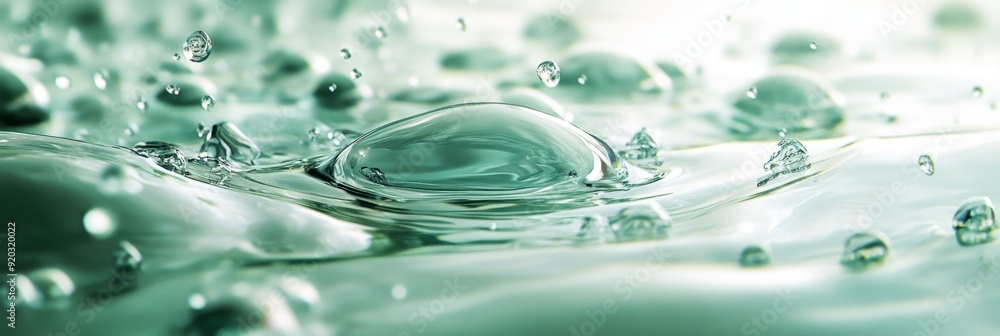 Close up of a large water drop with ripples and bubbles on the surface. Close up of a large water drop with ripples and bubbles on the surface.