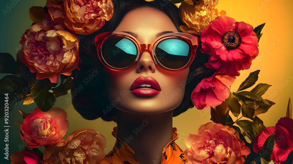A stylish woman surrounded by vibrant flowers, exuding confidence and fashion. A stylish woman surrounded by vibrant flowers, exuding confidence and fashion.