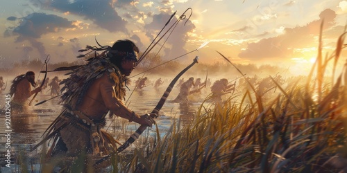 Native American Warriors in Battle