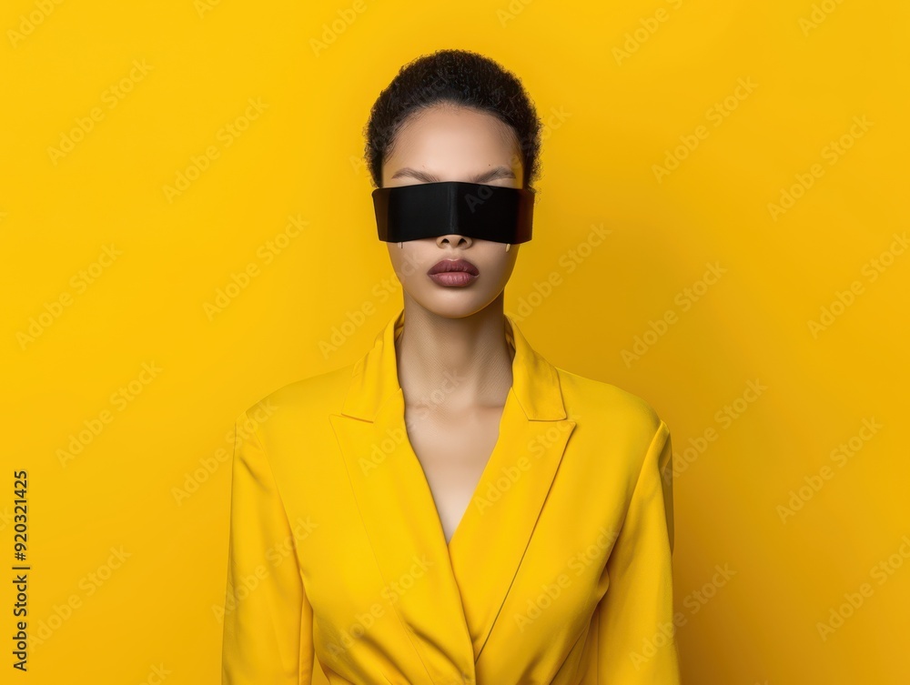 A confident woman in a stylish yellow blazer poses against a bright yellow background, showcasing modern fashion and bold aesthetics. A confident woman in a stylish yellow blazer poses against a bright yellow background, showcasing modern fashion and bold aesthetics.