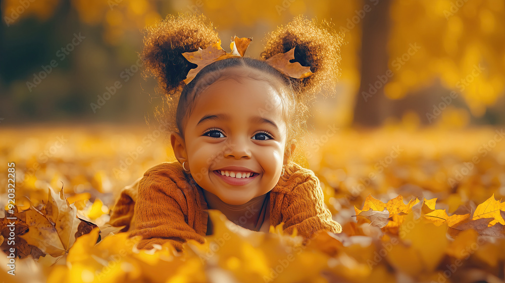 Cute little autumn child with copy space Cute little autumn child with copy space