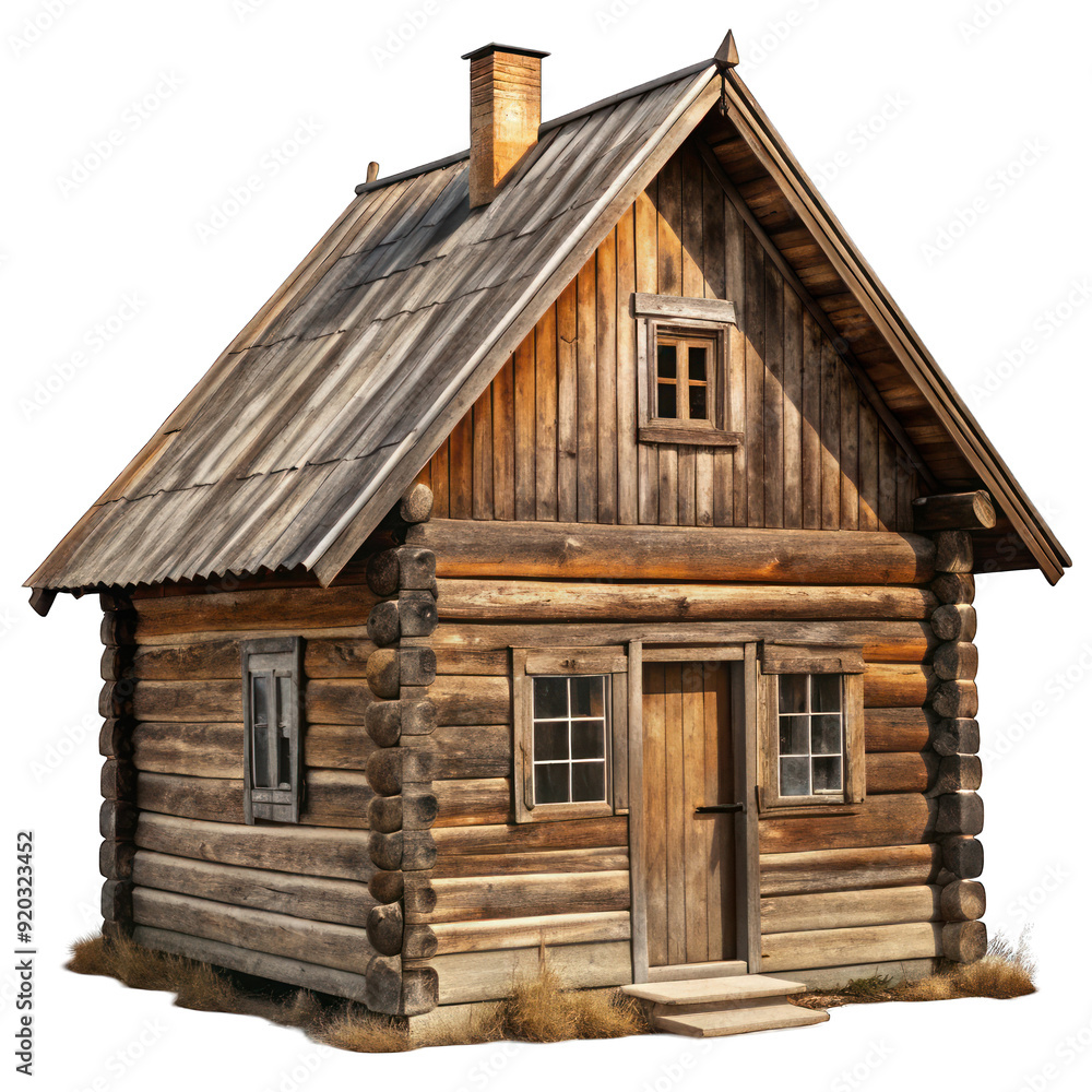 An old wooden hut or house isolated on transparent background An old wooden hut or house isolated on transparent background
