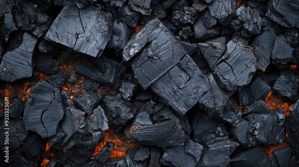 Black charcoal fragments. Generative AI Black charcoal fragments. Generative AI