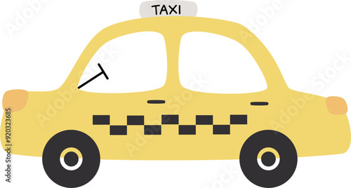 Hand drawn cute taxi transportation cartoon for kids decoration
