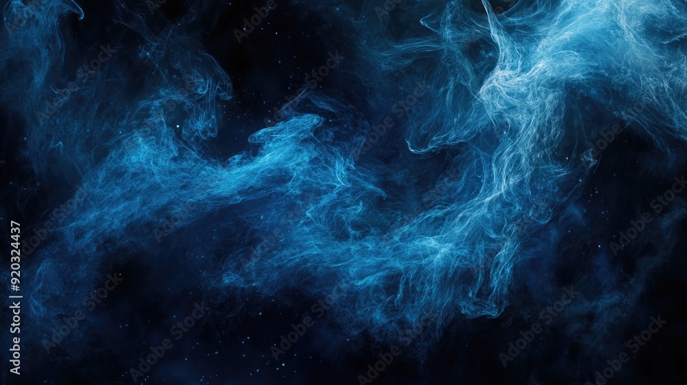 Blue smoke black background. Generative AI Blue smoke black background. Generative AI