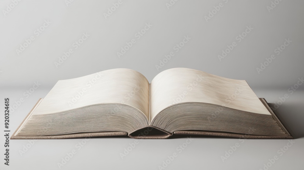 Open Book with Blank Pages on Grey Background Open Book with Blank Pages on Grey Background