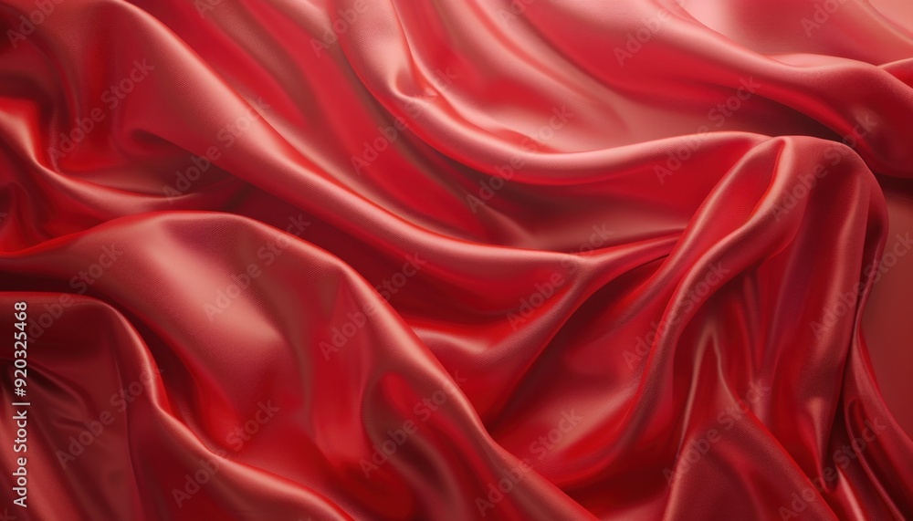 Smooth red satin fabric draped elegantly on a surface Smooth red satin fabric draped elegantly on a surface