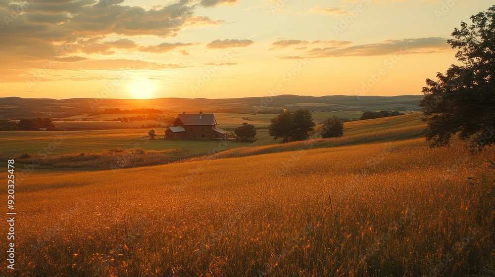 Obraz premium Sunset over Rural Landscape