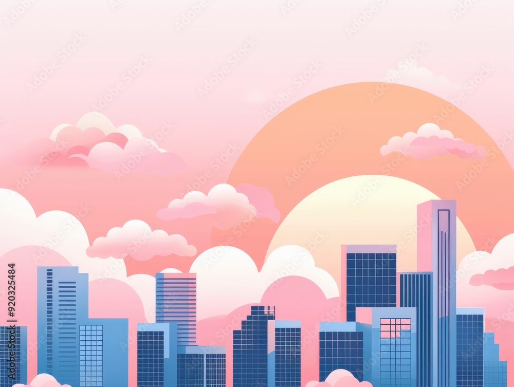 A vibrant city skyline at sunset, showcasing colorful clouds and modern architecture, perfect for urban-themed projects. A vibrant city skyline at sunset, showcasing colorful clouds and modern architecture, perfect for urban-themed projects.