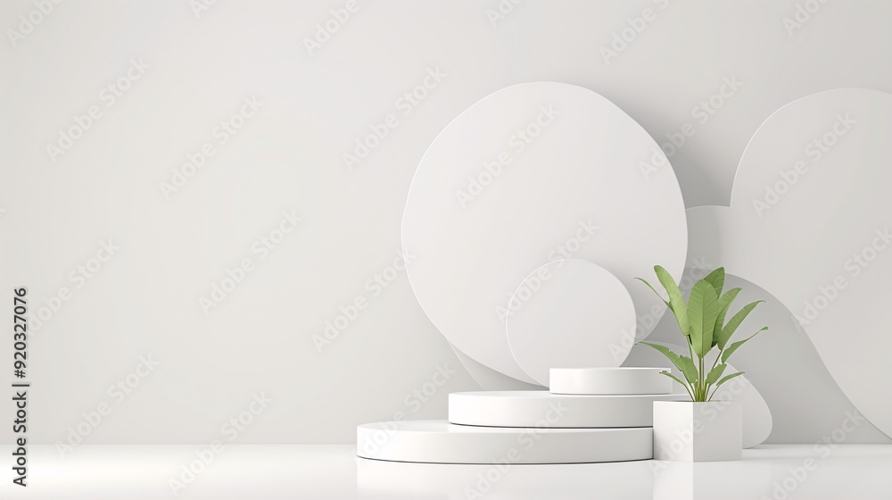 A minimalist 3D background with geometric shapes in neutral colors, creating a modern look with a focus on copy space A minimalist 3D background with geometric shapes in neutral colors, creating a modern look with a focus on copy space