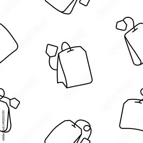 Bag of tea. Seamless pattern. Coloring Page. Breakfast. Hand drawn style. Vector drawing. Design ornaments.