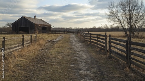 Cow farm empty. Generative AI