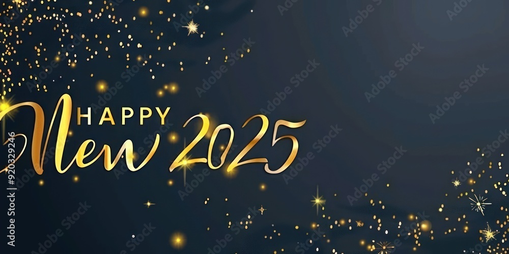 Happy New Year 2025 Greeting Card with Gold Glitter Happy New Year 2025 Greeting Card with Gold Glitter