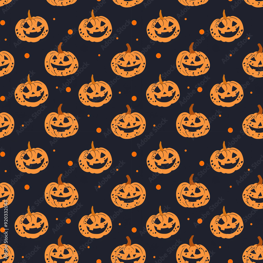 Jack-o-Lantern Pattern on Dark Background Jack-o-Lantern Pattern on Dark Background