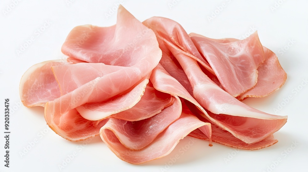 Ham Fresh Shaved Pink Slices Background. Generative AI Ham Fresh Shaved Pink Slices Background. Generative AI